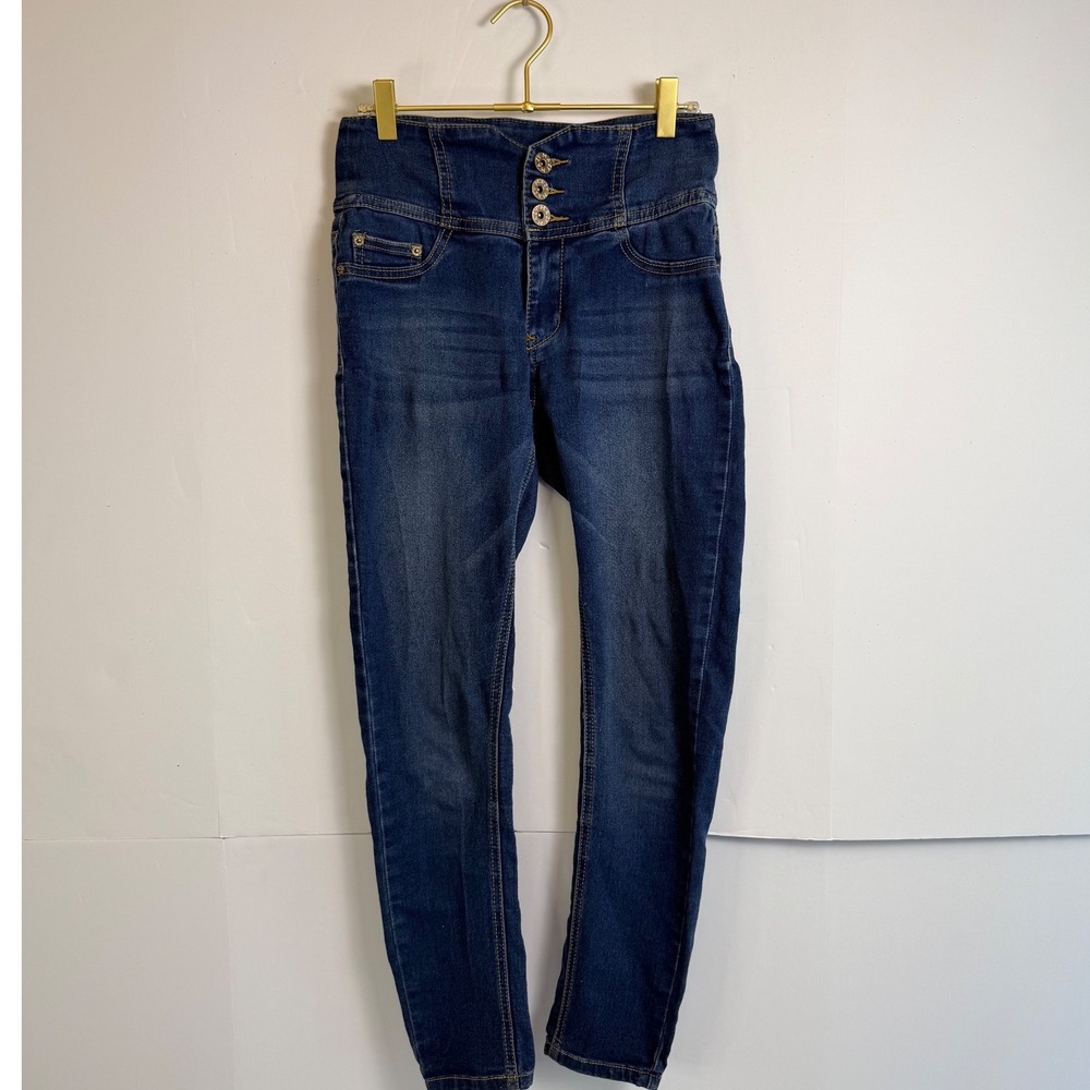 MAZY High Rise Button Fly Skinny Jeans Dark Wash Women's Size 7/8 - Picture 10 of 10